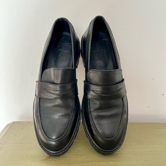 Anthony Veer Megan Classic Black Penny Loafer Leather Platform Minimalist Shoes - Picture 7 of 12